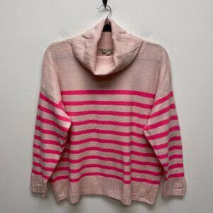 Loft Womens Pink Striped Acrylic Turtleneck Stretch Knit Long Sleeve Sweater XL